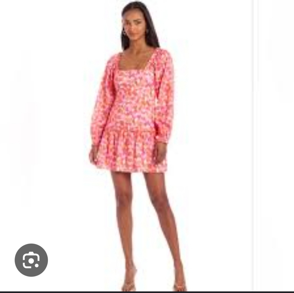Amanda Uprichard Pink Floral Long Sleeve Dress